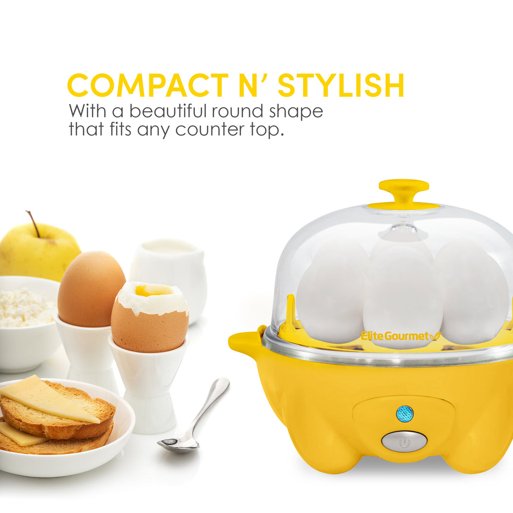 7-Egg Automatic Easy Egg Cooker, Steamer, Poacher (Yellow)
