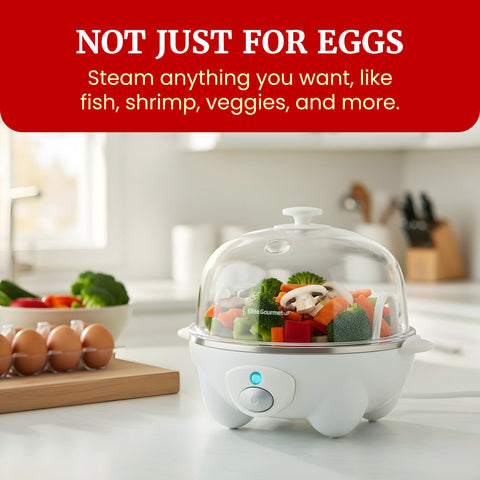 7-Egg Automatic Easy Egg Cooker, Steamer, Poacher (White)