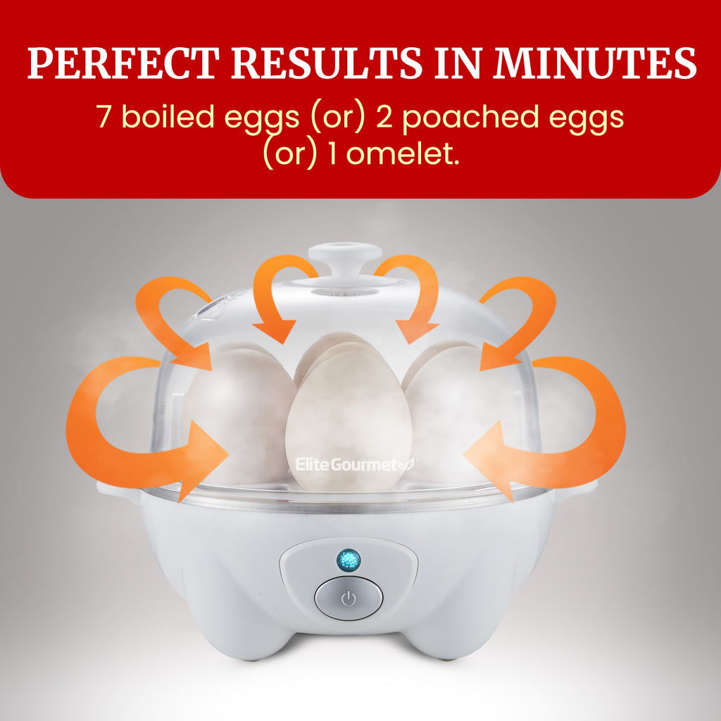 7-Egg Automatic Easy Egg Cooker, Steamer, Poacher (White)