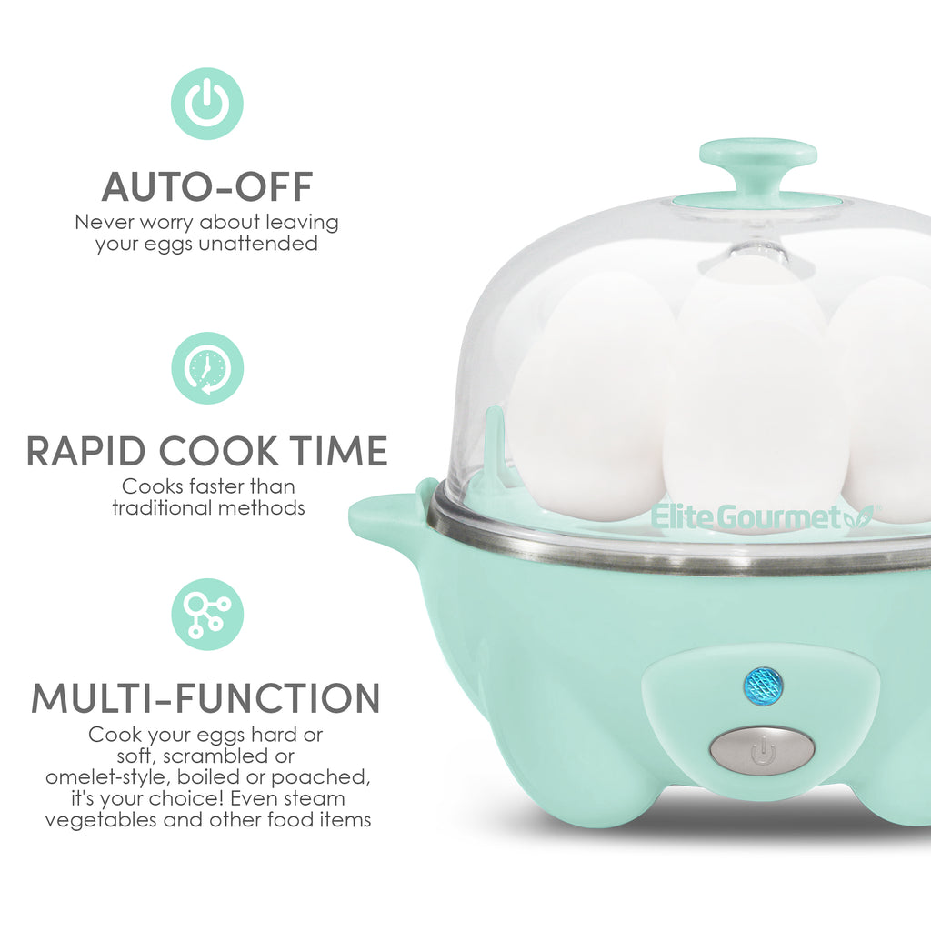 7-Egg Electric Easy Egg Cooker, Steamer, Poacher (Mint)