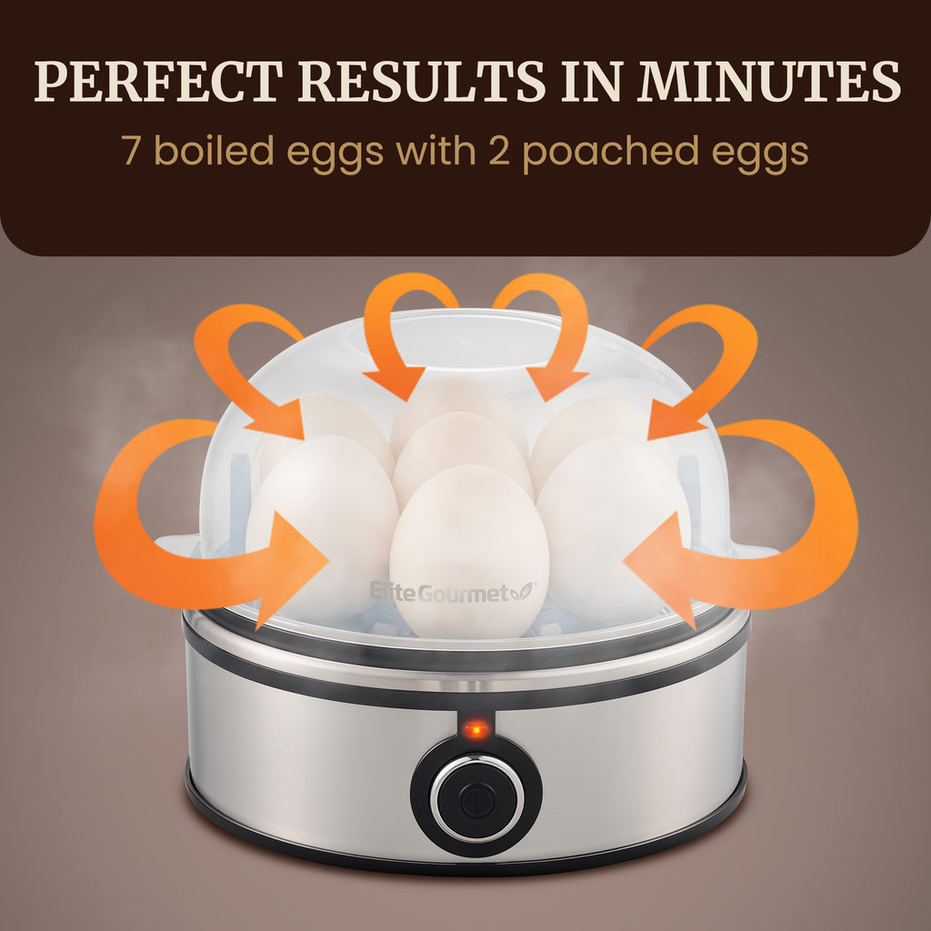 7-Egg Automatic Easy Egg Cooker, Steamer, Poacher (Stainless Steel)