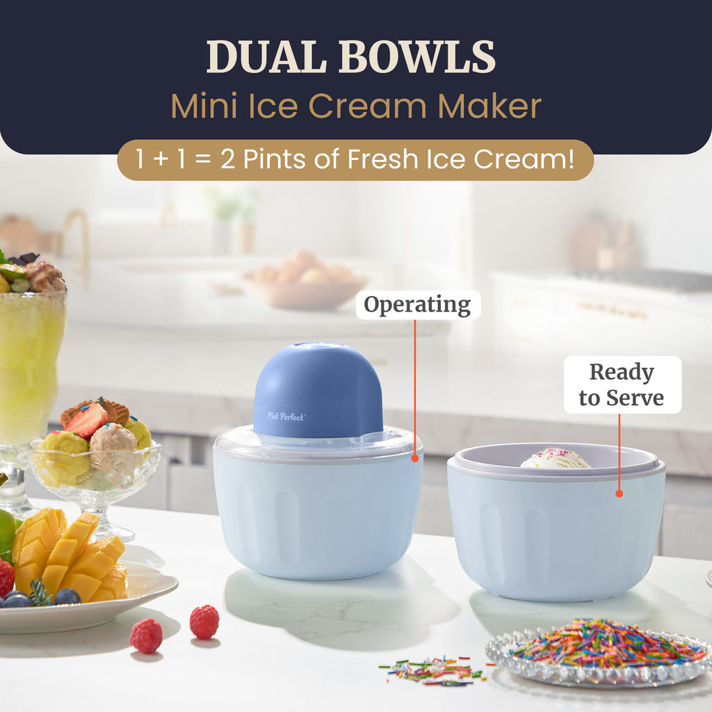 1 Pint Cordless Ice Cream Maker with 2 Freezer Bowls