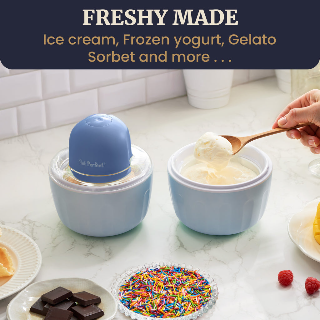 1 Pint Cordless Ice Cream Maker with 2 Freezer Bowls