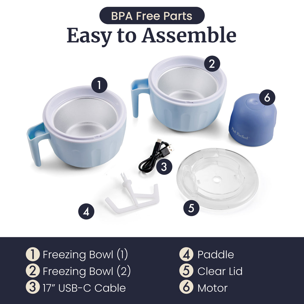 1 Pint Cordless Ice Cream Maker with 2 Freezer Bowls