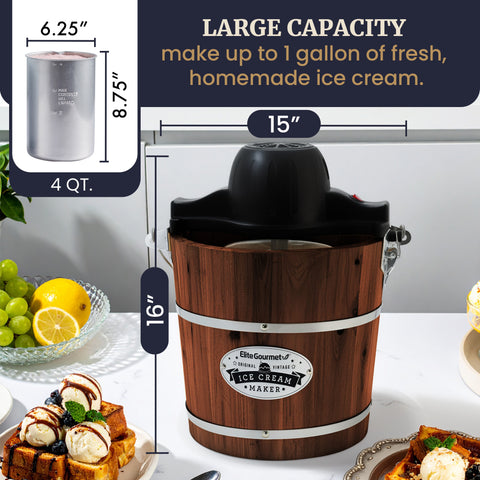 4 Qt. Electric Motorized Bucket Ice Cream Maker