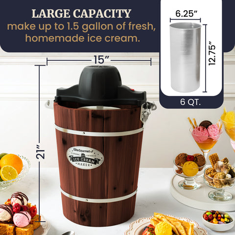 6 Qt. Electric Motorized Bucket Ice Cream Maker