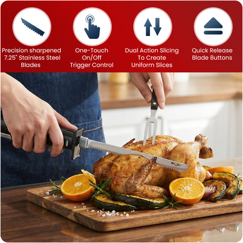 Electric Knife with Dual Serrated Blades