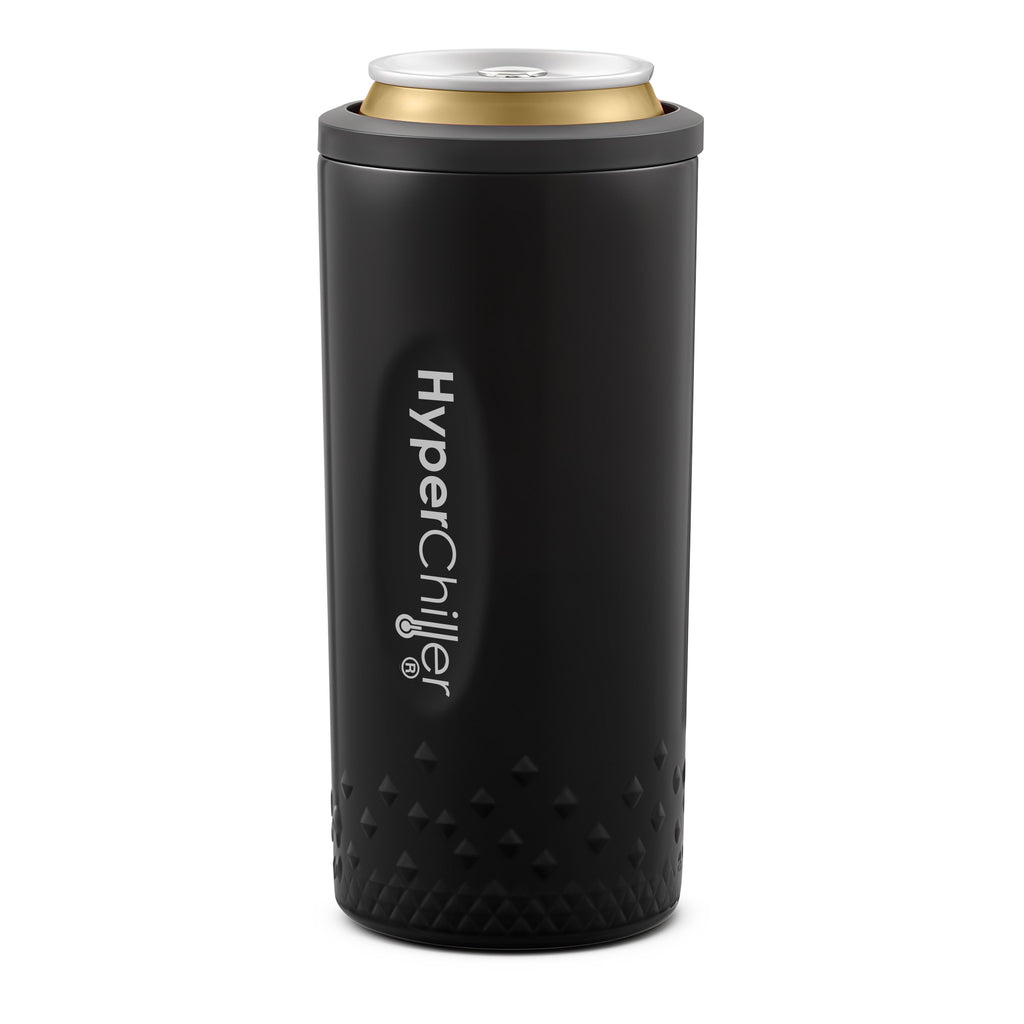 HyperChiller Dual Wall Vacuum Insulated, Slim Can Cooler (Black)