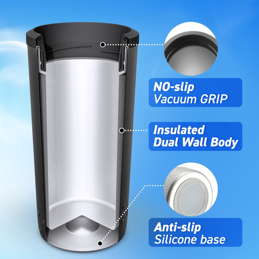 HyperChiller Dual Wall Vacuum Insulated, Slim Can Cooler (Black)