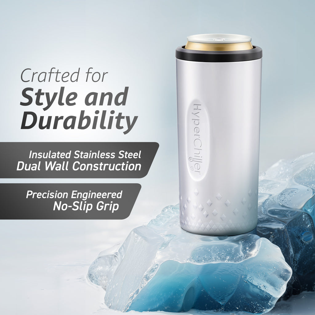 HyperChiller Dual Wall Vacuum Insulated, Slim Can Cooler (Stainless Steel)