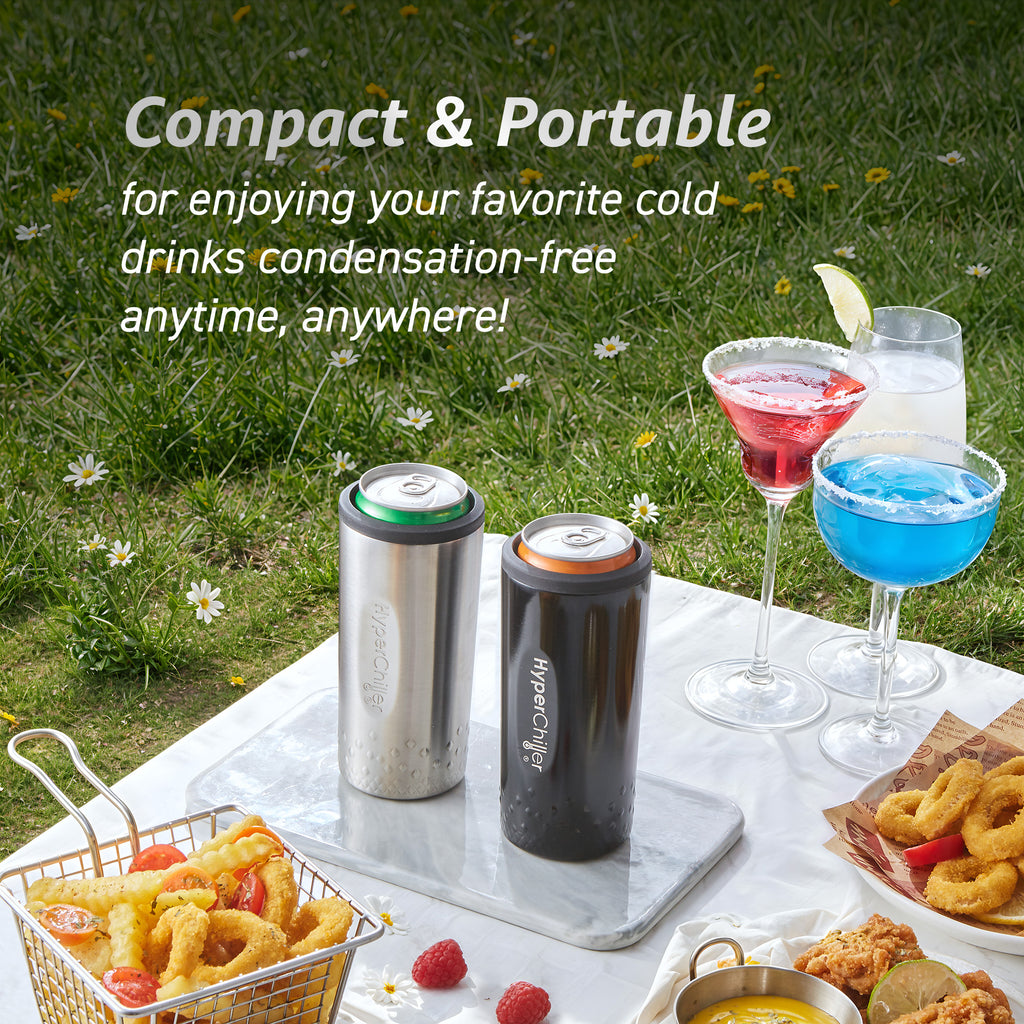 HyperChiller Dual Wall Vacuum Insulated, Slim Can Cooler (Stainless Steel)