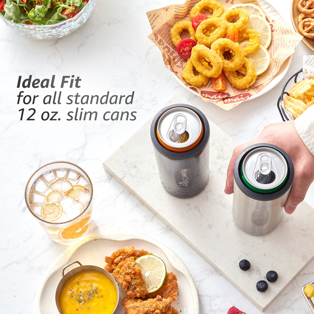 HyperChiller Dual Wall Vacuum Insulated, Slim Can Cooler (Black)