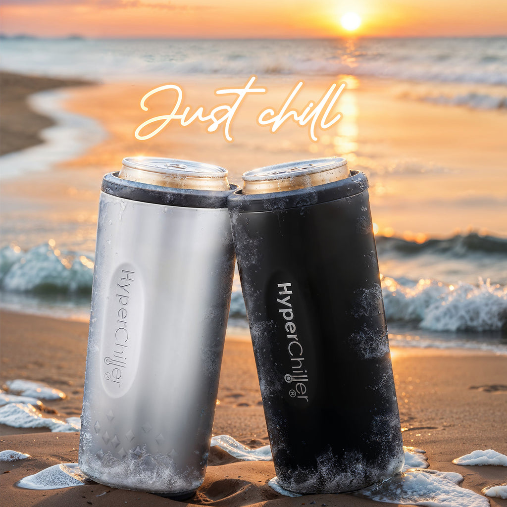 HyperChiller Dual Wall Vacuum Insulated, Slim Can Cooler (Black)