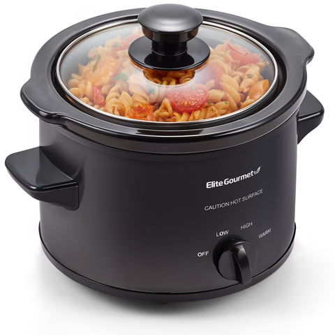 1.5Qt. Electric Slow Cooker with Glass Lid (Black)