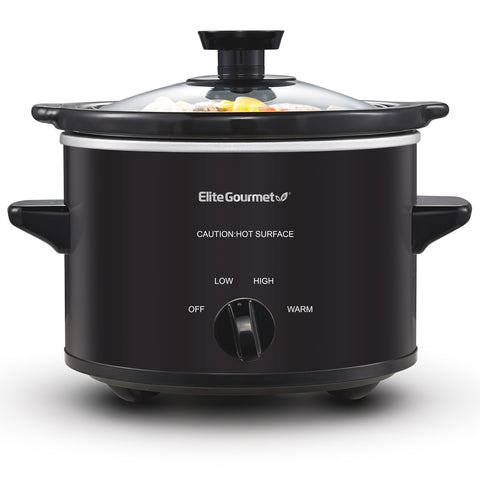 1.5Qt. Electric Slow Cooker with Glass Lid (Black)