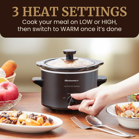 1.5Qt. Electric Slow Cooker with Glass Lid (Black)