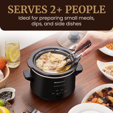1.5Qt. Electric Slow Cooker with Glass Lid (Black)