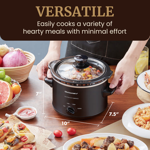 1.5Qt. Electric Slow Cooker with Glass Lid (Black)