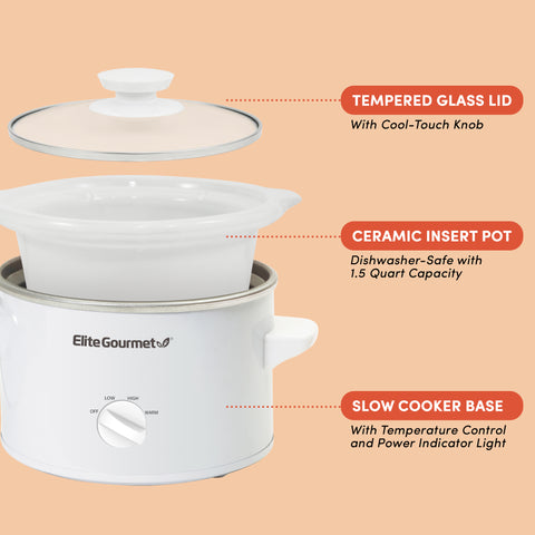 1.5Qt. Electric Slow Cooker with Glass Lid