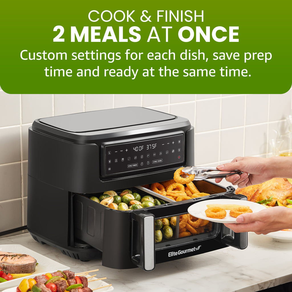 11Qt. Dual Zone Air Fryer Oven with 2 Independent Cook Zones