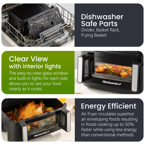 11Qt. Dual Zone Air Fryer Oven with 2 Independent Cook Zones