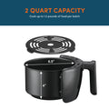 2 Quart capacity cook up to 1.5 pounds of food per batch. Frying basket sized 6.5" width x 4" height.