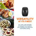 Various cooked foods. Versatility at its finest. Fry, roast, cook and bake all using just one machine. Less cleaning, more delicious and healthy eating.