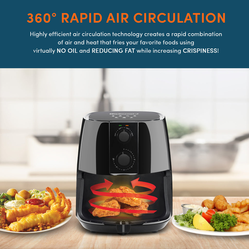 4 Qt. Electric Hot Air Fryer with Timer & Temperature Controls EAF4617 –  Shop Elite Gourmet - Small Kitchen Appliances