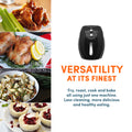 Versatility at its finest. Fry, roast, cook and bake all using just one machine. Less cleaning, more delicious and healthy eating. Various fried foods such as chicken wings, roasted chicken, vegetables and baked tarts.