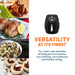 Versatility at its finest. Fry, roast, cook and bake all using just one machine. Less cleaning, more delicious and healthy eating. Various fried foods such as chicken wings, roasted chicken, vegetables and baked tarts.