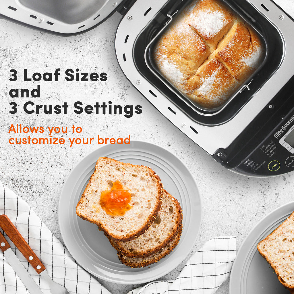 3 Loaf Sizes and 3 Crust Settings, Allows you to customize your bread.
