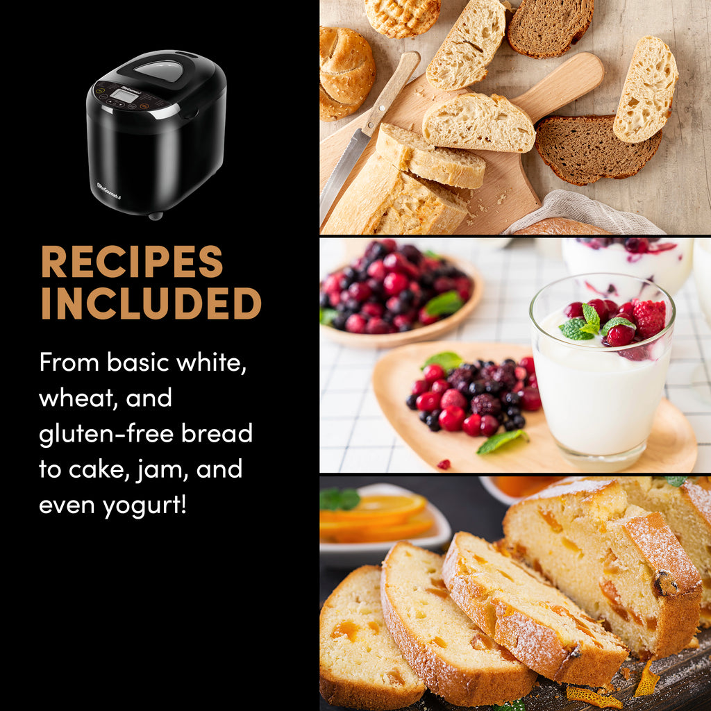 Elite Gourmet 2lb Programmable Bread Maker - Mint, 19 Pre-Set Functions, Gluten-Free Setting, ETL Safety Listed
