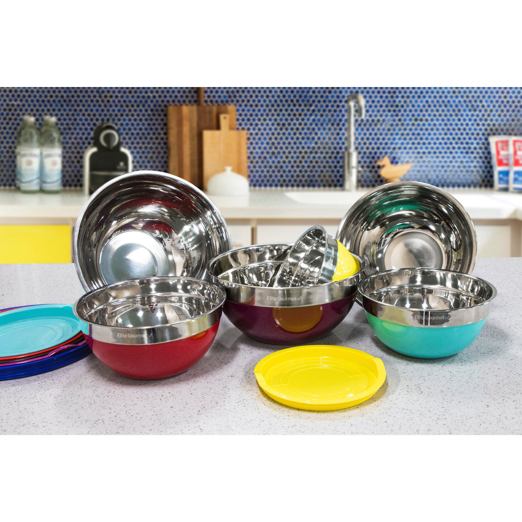 6 pieces of stainless steel mixing bowls