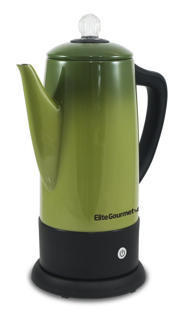 Elite Gourmet 12-Cup Percolator, Stainless Steel, Black 