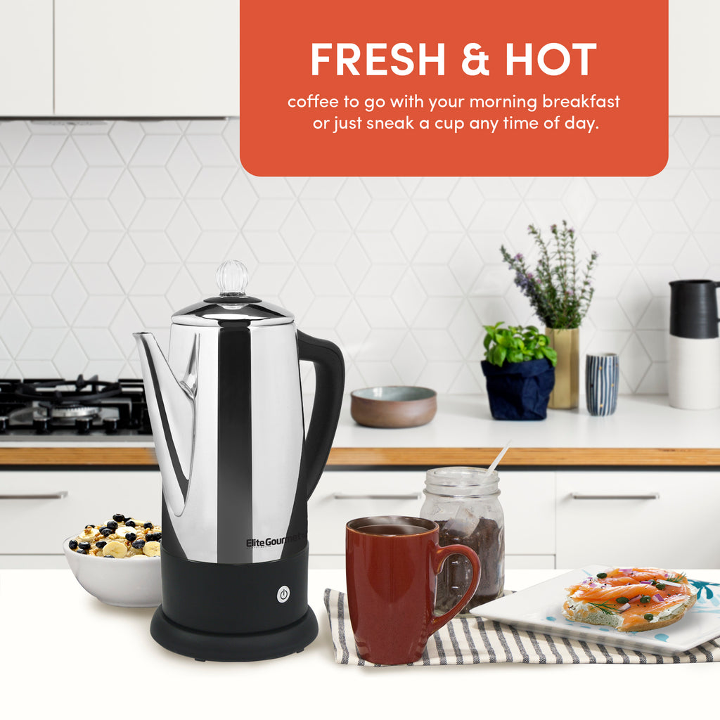 12 Cup Stainless Steel Electric Coffee Percolator – Shop Elite
