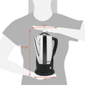 6" Width (bottom) x 13.25" Height x 10" Width (from spout to cool touch handle)