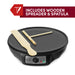 INCLUDES WOODEN SPREADER & SPATULA. Elite Gourmet nonstick electric crepe maker with spreader and spatula.