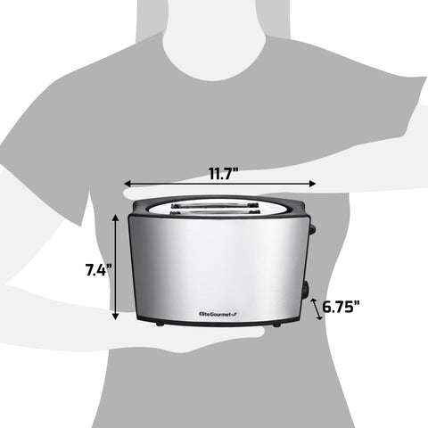 Toaster dimension: 11.7" in length. 7.4" in height. 6.75" in width.