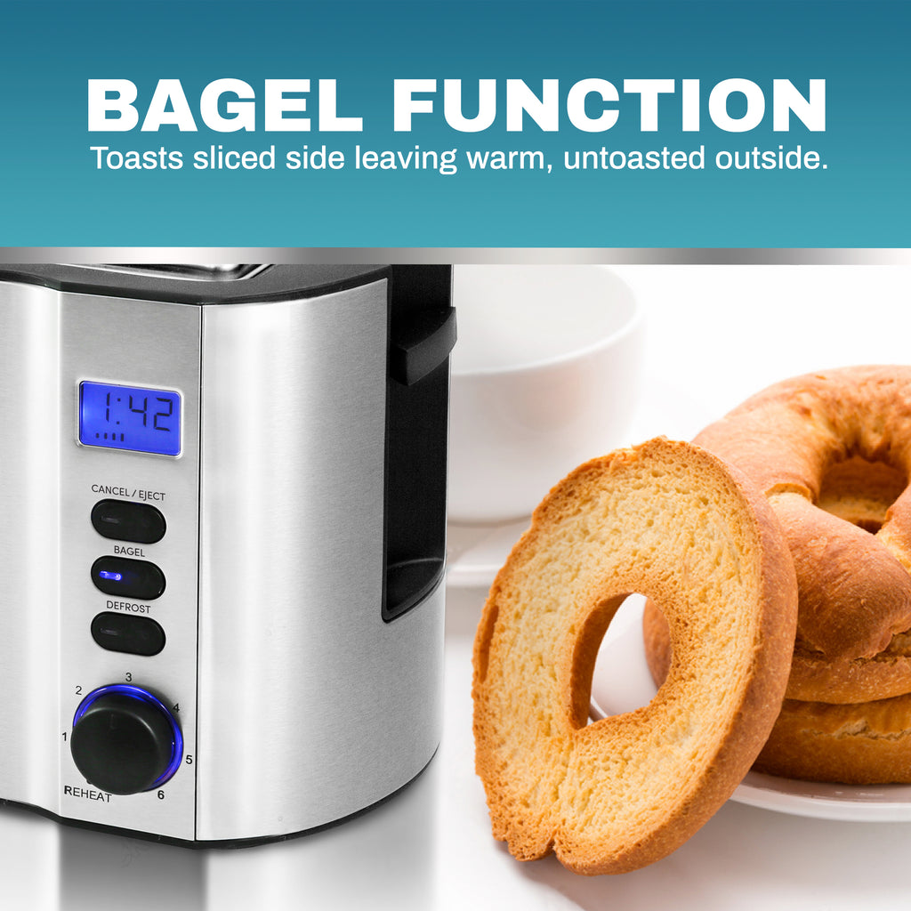 BAGEL FUNCTION Toasts sliced side leaving warm, untoasted outside.
