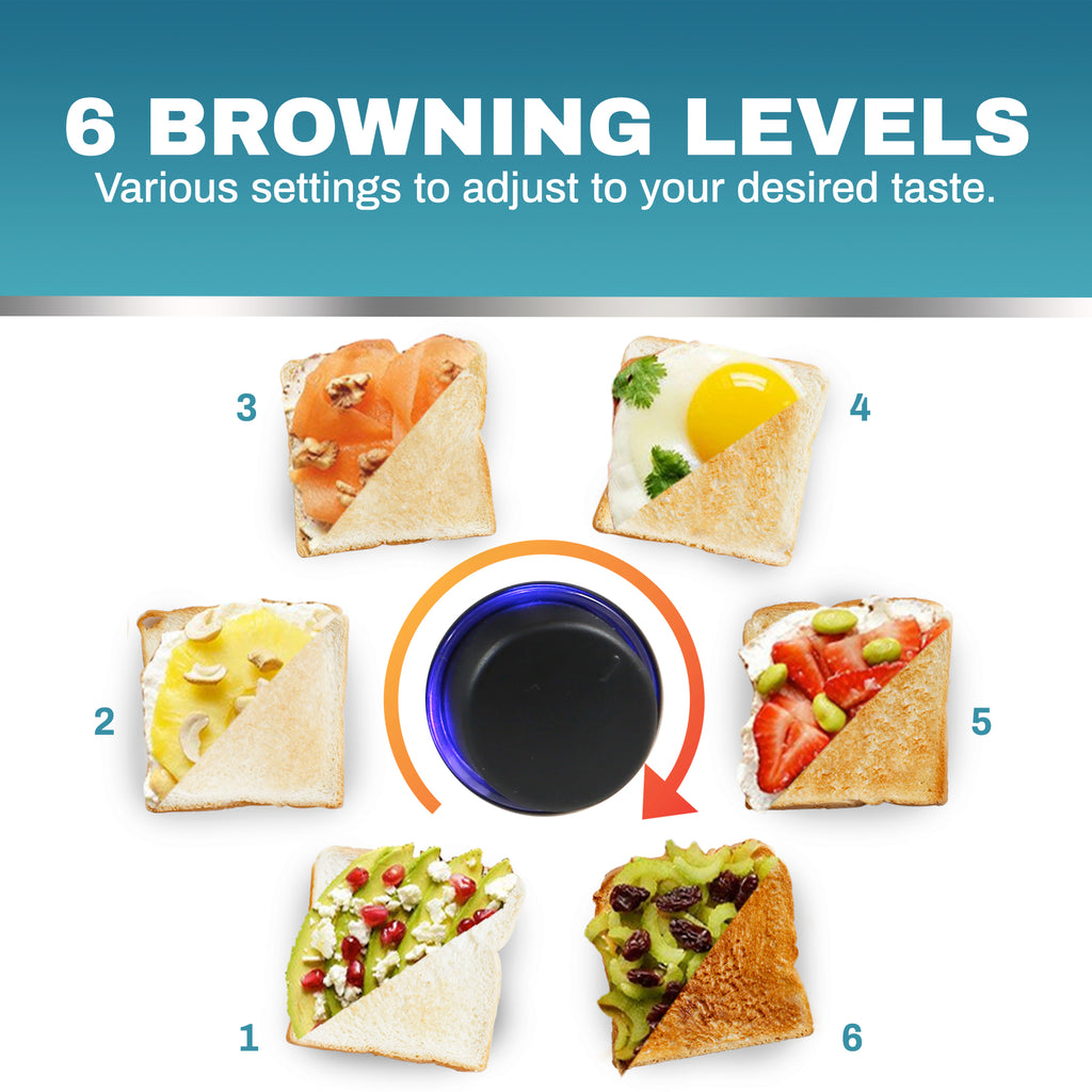 6 BROWNING LEVELS Various settings to adjust to your desired taste.