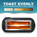 TOAST EVENLY Heat is evenly distributed for even toasting. Level 1-2 Light, Level 3-4 Golden, Level 5-6 Dark
