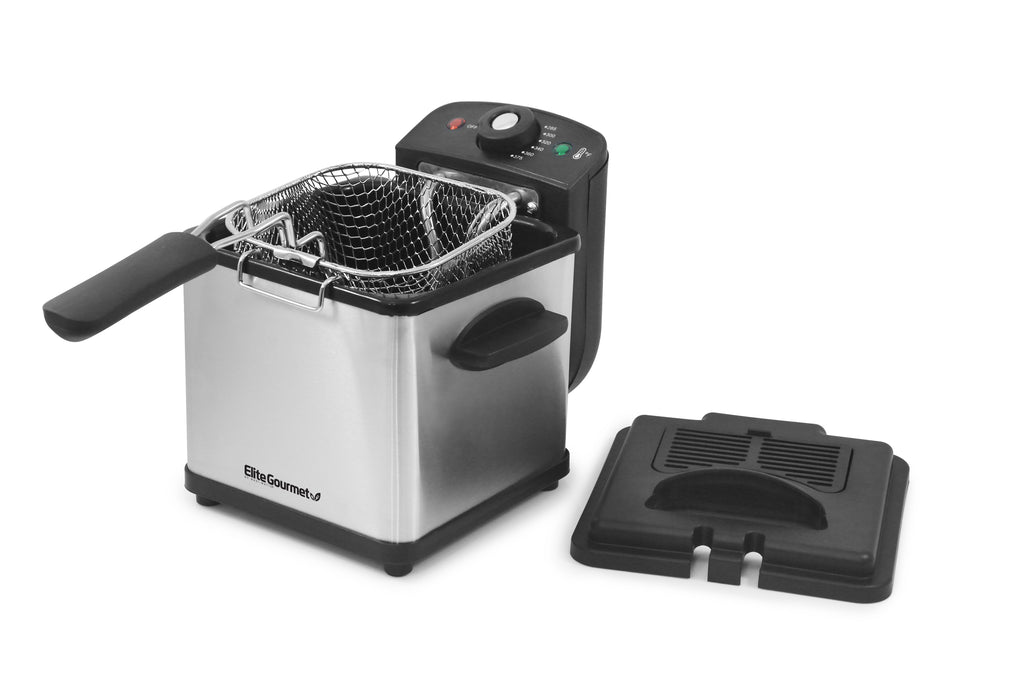  SUEWRITE Electric Deep Fryer, 1.5 Liters/1.6 Qt. Oil Capacity,  Cool Touch Sides Easy to Clean, Deep Fryer with Basket for Home Use,  Nonstick Basket: Home & Kitchen