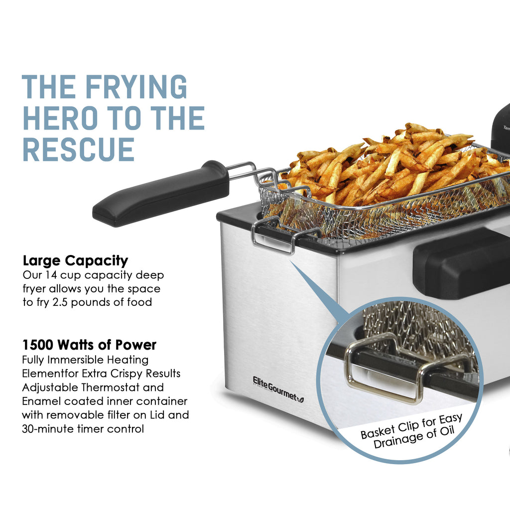 3.5Qt. Deep Fryer with Timer & Thermostat [EDF-3500] – Shop Elite Gourmet -  Small Kitchen Appliances