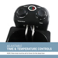 ADJUSTABLE TIME & TEMPERATURE CONTROLS NOTE: Timer knob must be set to Power On the deep fryer. Image showing closeup view of temperature control knob.
