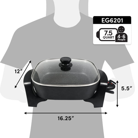 7.5 Quarter (4~6 people), 16.25" Width x 5.5" Height x 12" Depth