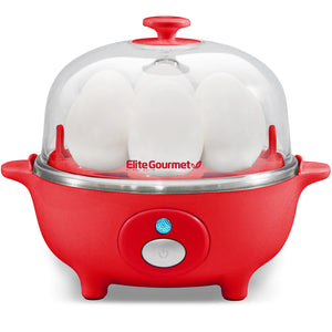 7-Egg Automatic Easy Egg Cooker, Steamer, Poacher (Red)