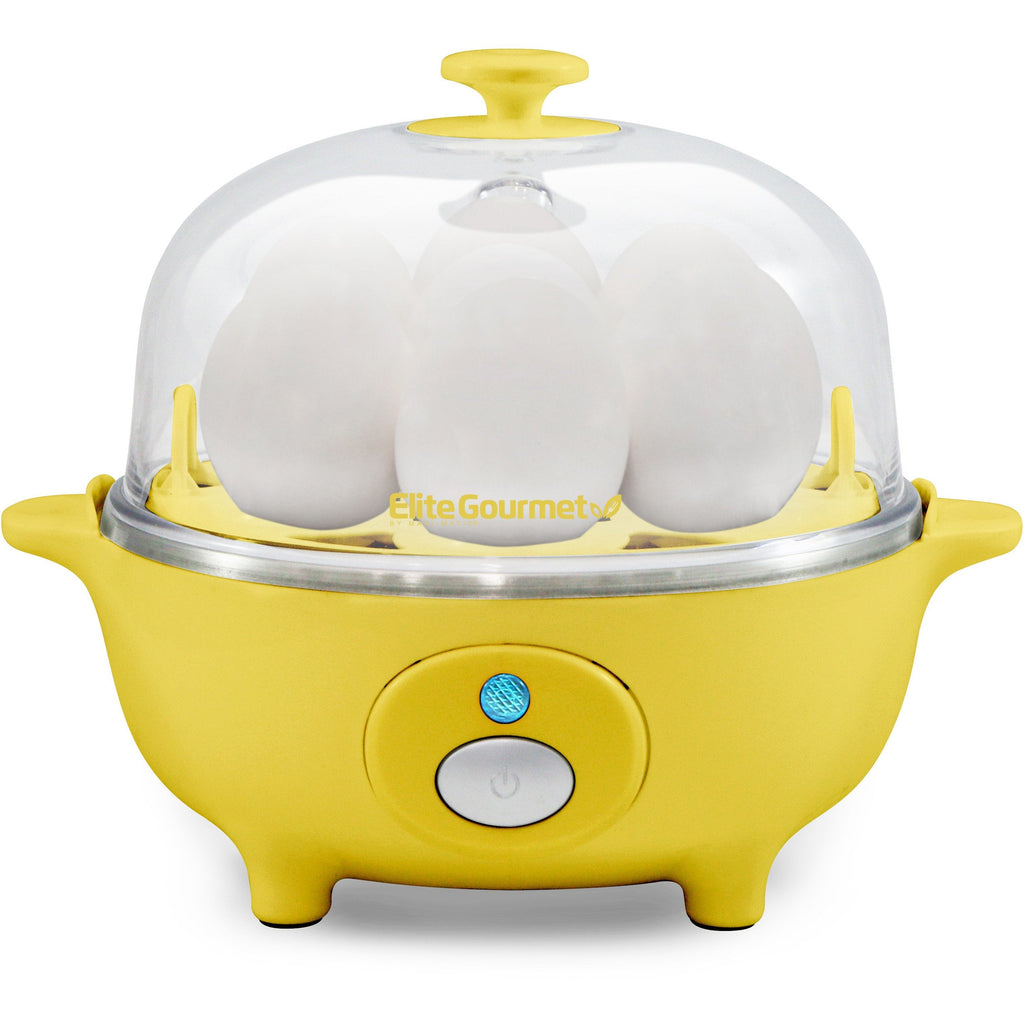 Elite Gourmet EGC115B Easy Egg Cooker Electric 7-Egg Capacity, Soft, Medium, Hard-Boiled Egg Cooker with Auto Shut-Off, Measuring Cup Included, BPA