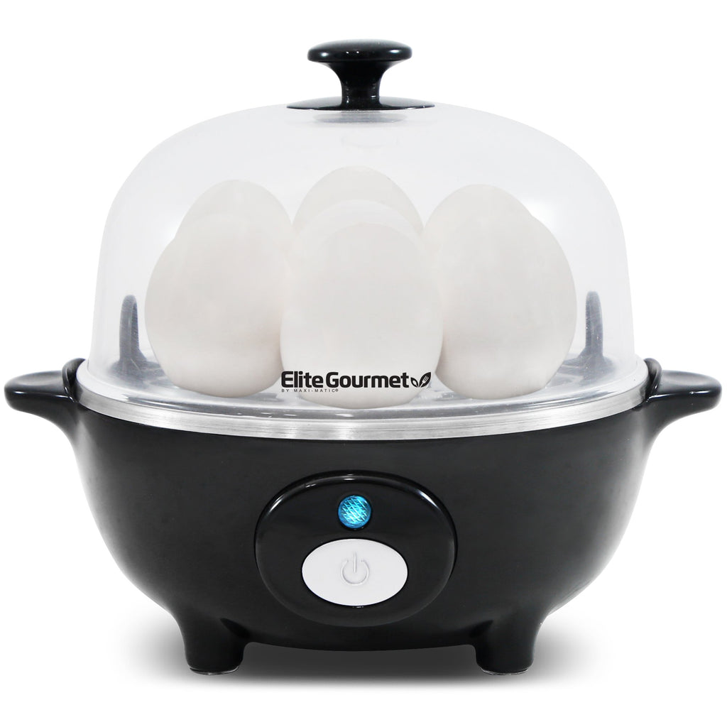 Elite Gourmet EGC322CBL Easy Egg Cooker Electric 7-Egg Capacity, Soft,  Medium, Hard-Boiled Egg Cooker with Auto Shut-Off, Measuring Cup Included,  BPA