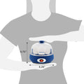 Dimensions of egg cooker. 5.75" Height, 6.25" Diameter.
