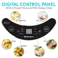 DIGITAL CONTROL PANEL With 6 Preset Menus & 9.5hr Delay Timer. Eggs (hard). Rice.  Omelet. Vegetables. Chicken. 